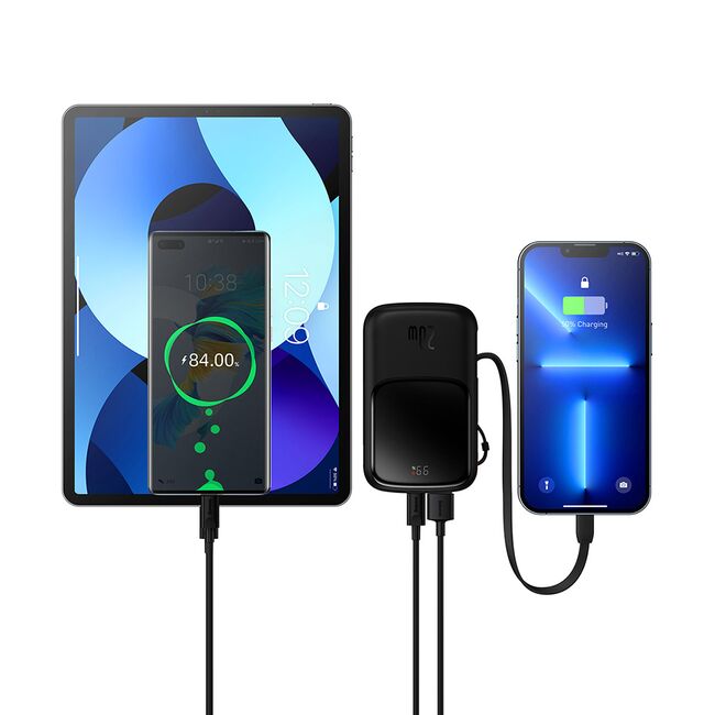 Acumulator extern 20000mAh Baseus cu cablu iPhone, PPQD040001
