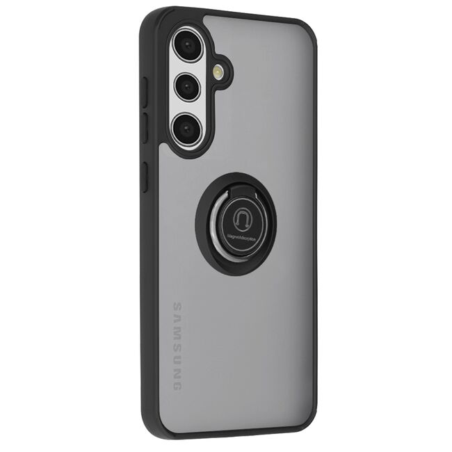 Husa de protectie pentru  Samsung Galaxy A36 premium cu inel stand rotativ, suport magnetic si bumper anti-alunecare - negru