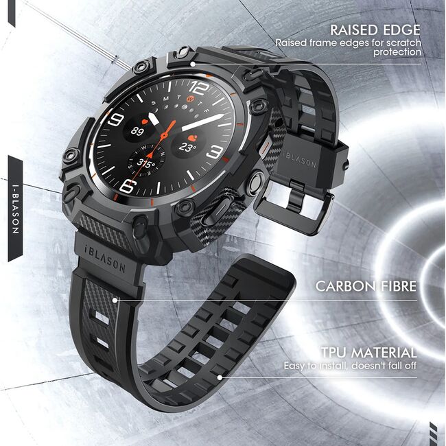 [Pachet 360°] Curea + husa + 2x folie Samsung Galaxy Watch Ultra 47mm I-Blason Armorbox, negru
