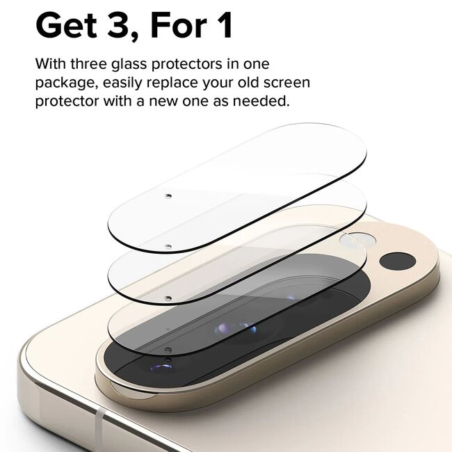 [Pachet 3x] Folie sticla camera Google Pixel 9 Pro XL Ringke Camera Protector, transparenta