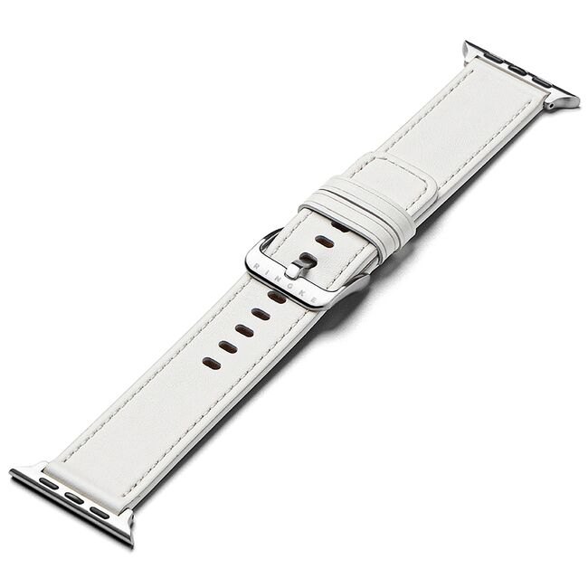 Curea Apple Watch 6 44mm Ringke Leather One Basic, alb