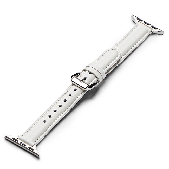 Curea Apple Watch SE 40mm Ringke Leather One Padded Slim, alb