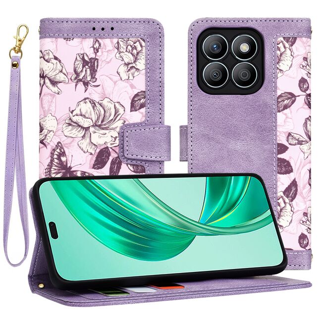 Husa tip carte pentru  Xiaomi 14T, functie stand si port carduri, mov