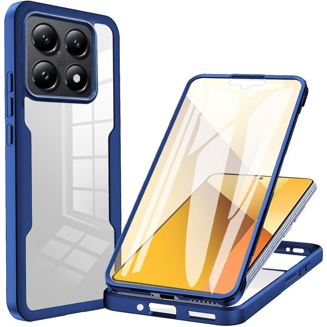 Pachet 360: Husa cu folie integrata pentru  Xiaomi 14T Cover360 fata / spate - albastru