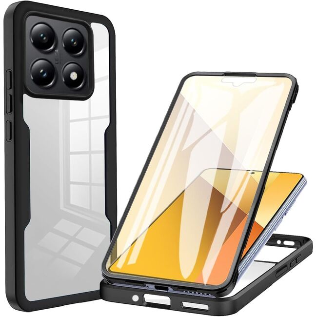 Pachet 360: Husa cu folie integrata pentru  Xiaomi 14T Cover360 fata / spate - negru