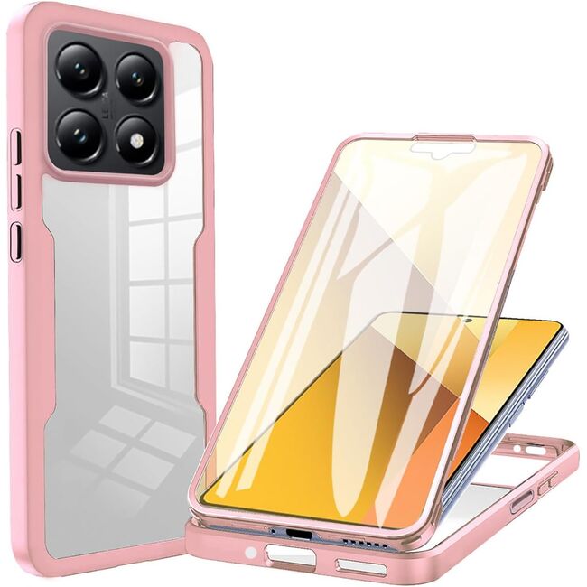 Pachet 360: Husa cu folie integrata pentru  Xiaomi 14T Pro Cover360 fata / spate - roz
