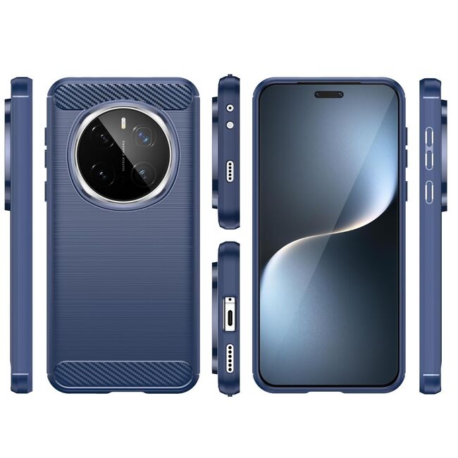 Husa pentru Honor Magic 7 Pro Carbon Liquid Silicone, Albastru