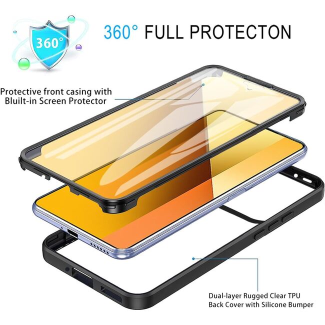 Pachet 360: Husa cu folie integrata pentru  Xiaomi 14T Cover360 fata / spate - albastru