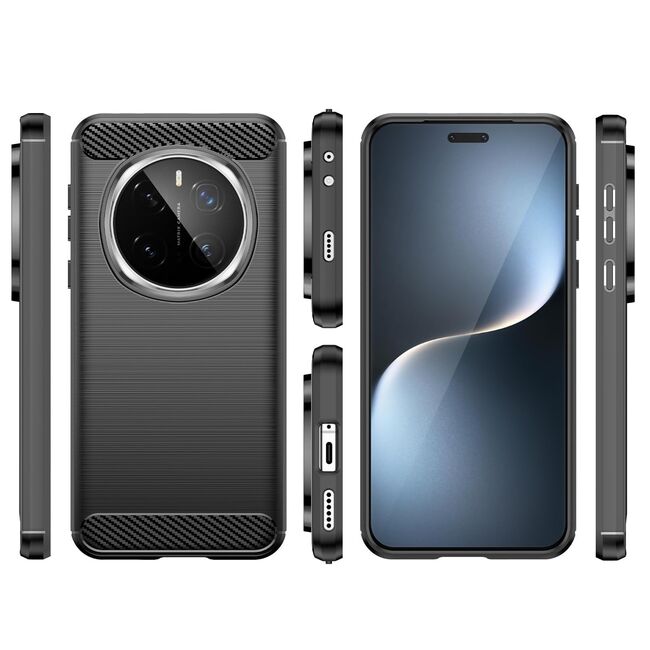 Husa pentruHonor Magic 7 Pro Carbon Liquid Silicone, Negru