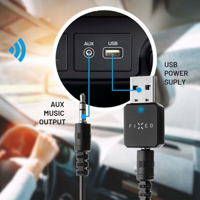 Receiver audio Bluetooth pentru masina Fixed, negru, FIXSIG-BK