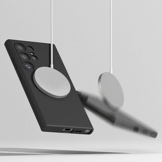 Husa pentru  Samsung Galaxy A16 Liquid Silicone cu MagSafe, subțire, captusita cu microfibra, anti amprentă, protectie cameră foto, negru