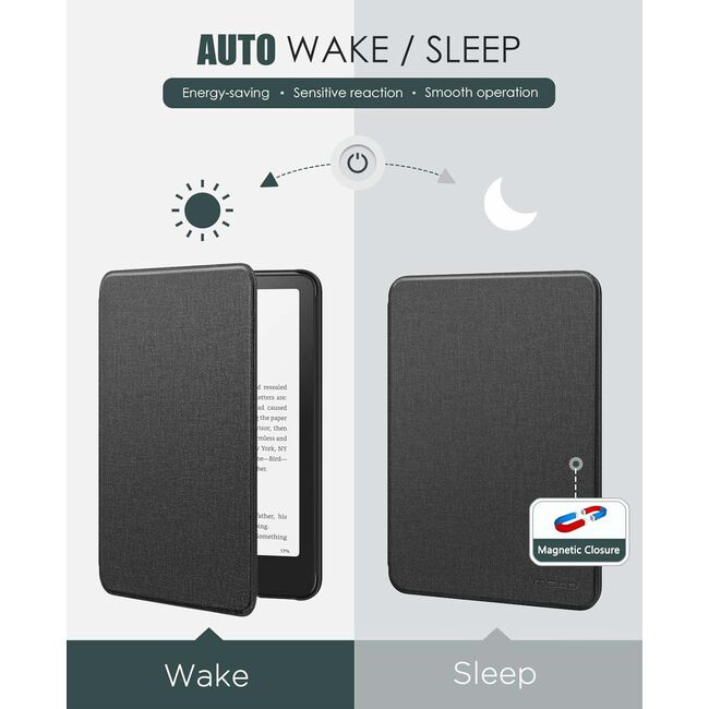Husa pentru Kindle Paperwhite 2024 (12th gen) 7 inch / Kindle Colorsoft Signature Edition 7 inch slim ultra-light, functie sleep/wake-up, inchidere magnetica - apricot flowers