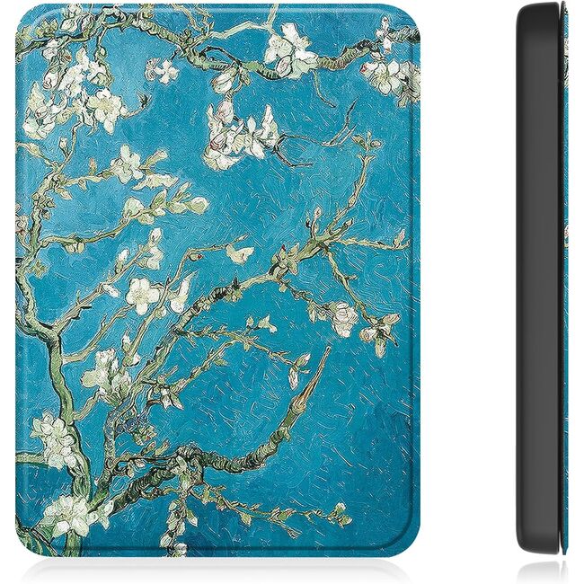 Husa pentru Kindle Paperwhite 2024 (12th gen) 7 inch / Kindle Colorsoft Signature Edition 7 inch slim ultra-light, functie sleep/wake-up, inchidere magnetica - apricot flowers