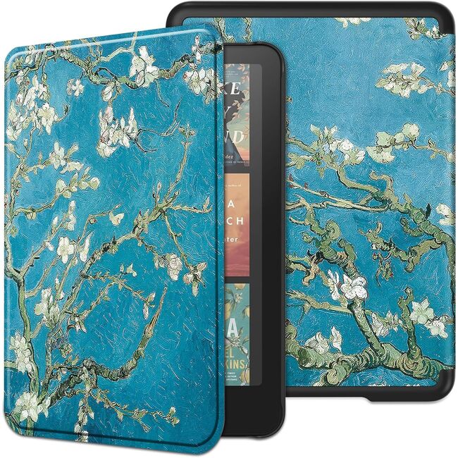 Husa pentru Kindle Paperwhite 2024 (12th gen) 7 inch / Kindle Colorsoft Signature Edition 7 inch slim ultra-light, functie sleep/wake-up, inchidere magnetica - apricot flowers