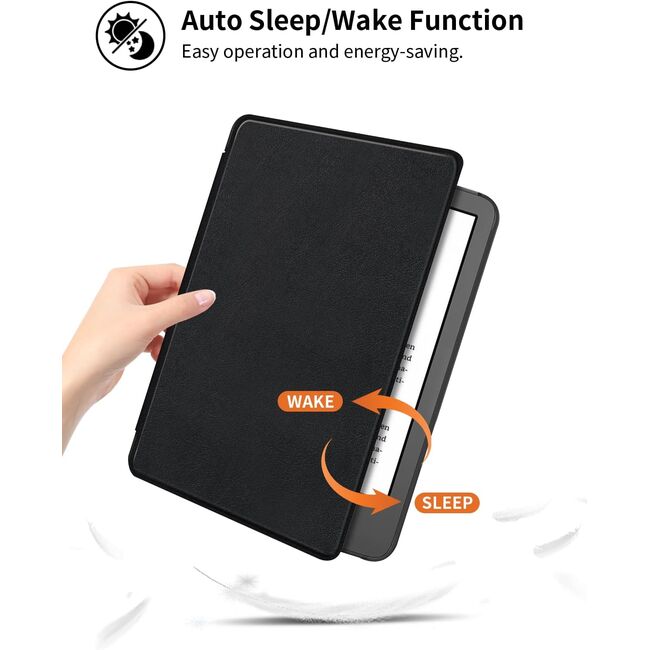 Husa pentru Kindle Paperwhite 2024 (12th gen) 7 inch / Kindle Colorsoft Signature Edition 7 inch slim ultra-light, functie sleep/wake-up, inchidere magnetica - negru