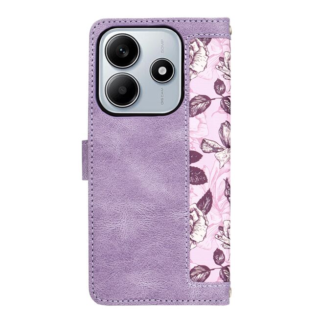 Husa tip carte pentru  Xiaomi Redmi Note 14 5G, functie stand si port carduri, Mov