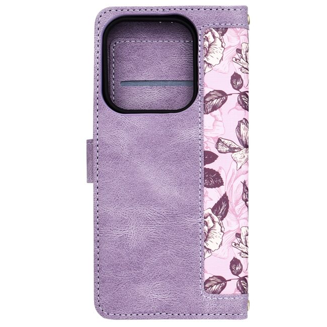 Husa tip carte pentru  Xiaomi Redmi Note 14 5G, functie stand si port carduri, Mov
