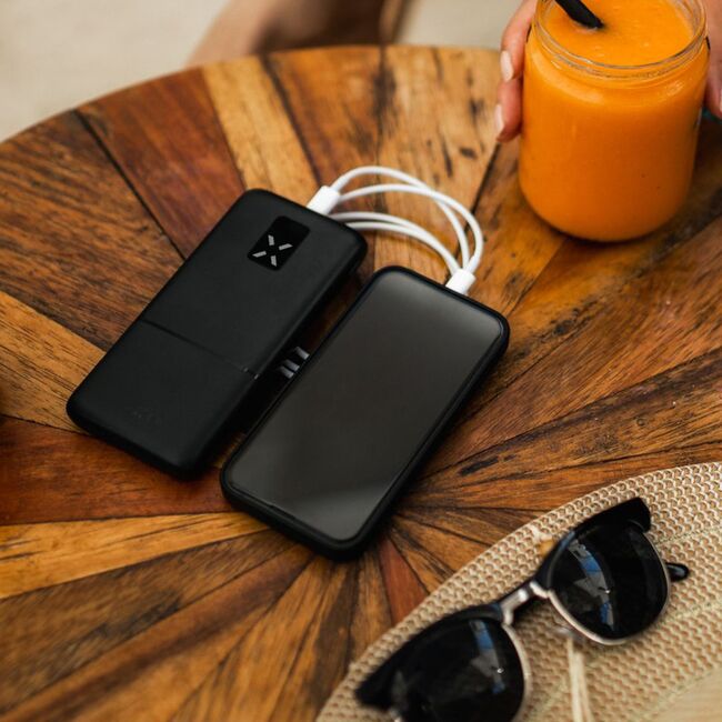 Baterie externa Powerbank 2x USB, Type-C, 20W, 10000 mAh, LCD Display, Fixed, alb, FIXZEN-10-WH, negru