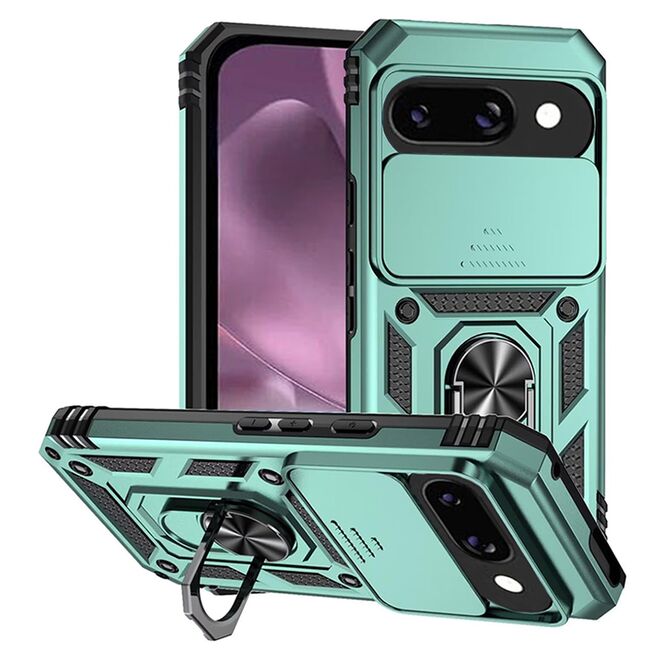 Husa pentru  Google Pixel 9A Ring Armor Kickstand Tough Rugged Cover cu protectie camera, Verde