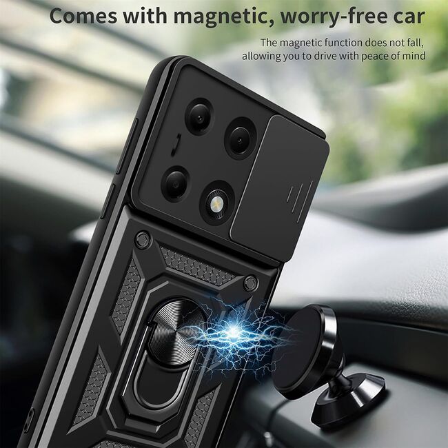 Husa pentru  Google Pixel 9A cu protecție pentru cameră și suport magnetic integrat Ring Shockproof, Roz