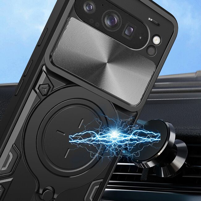 Husa pentru  Google Pixel 9A cu protecție pentru cameră și suport magnetic integrat Ring Shockproof, Roz