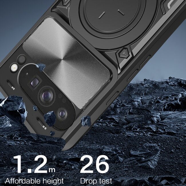 Husa pentru  Google Pixel 9A cu protecție pentru cameră și suport magnetic integrat Ring Shockproof, Roz