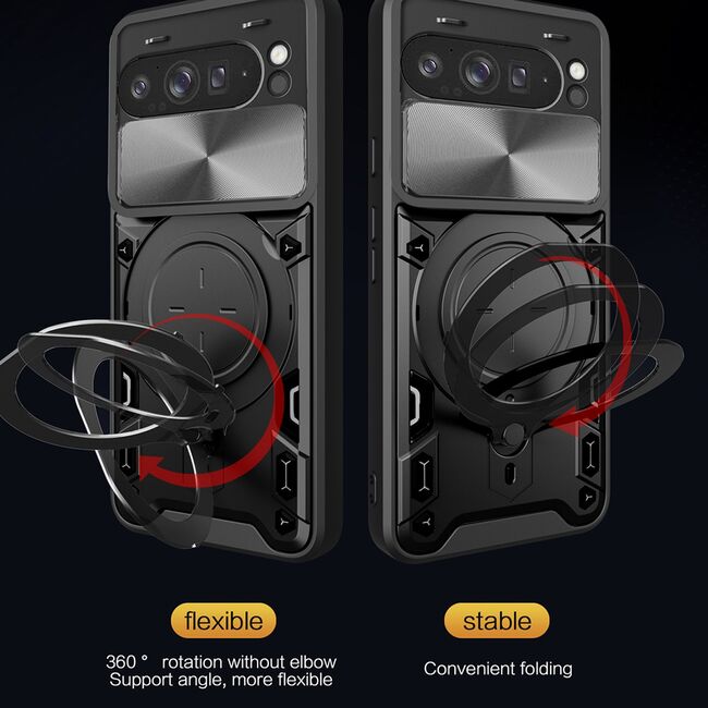 Husa pentru  Samsung Galaxy A36 cu protecție pentru cameră și suport magnetic integrat Ring Shockproof, Roz