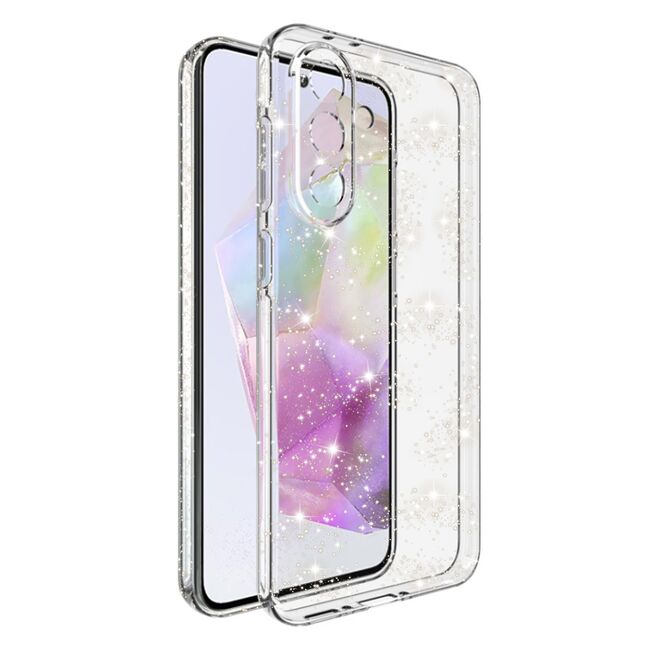 Husa pentru  Samsung Galaxy A36 cu sclipici Liquid Crystal Glitter, Transparent