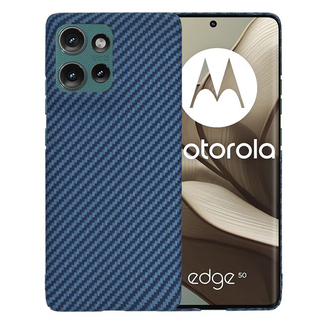 Husa pentru  Motorola Edge 50 CarbonFiber UltraSlim, Lightweight, Albastru