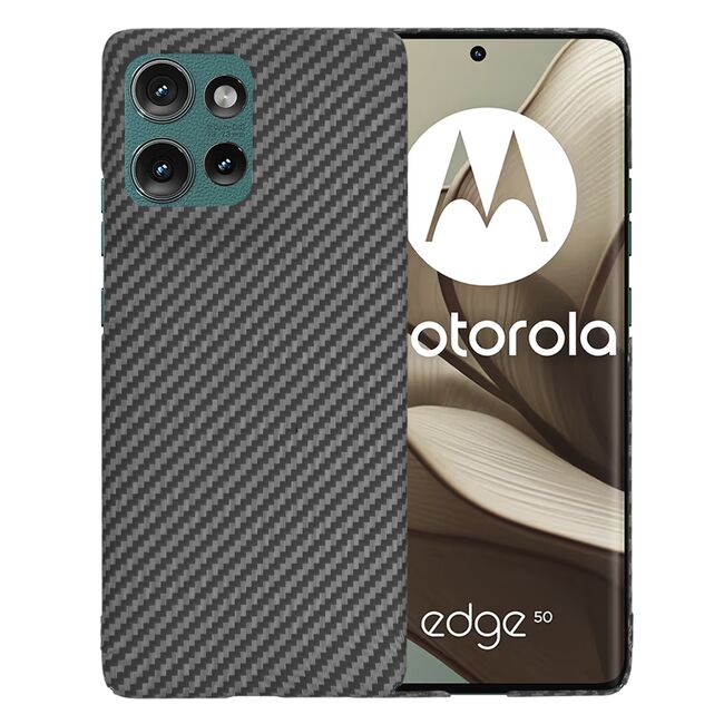 Husa pentru  Motorola Edge 50 CarbonFiber UltraSlim, Lightweight, Negru