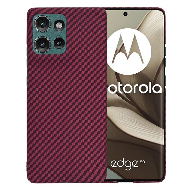 Husa pentru  Motorola Edge 50 CarbonFiber UltraSlim, Lightweight, Rosu