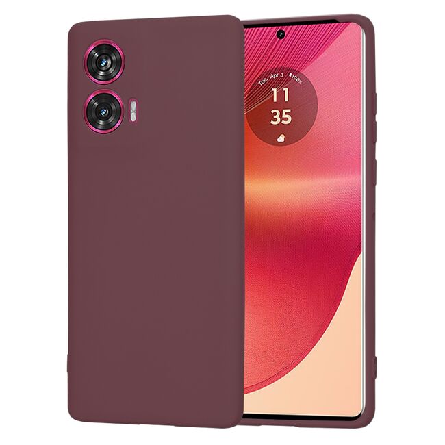 Husa pentru  Motorola Edge 50 Fusion Liquid Silicone, subțire, captusita cu microfibra, anti amprentă, protectie cameră foto, Bordeaux