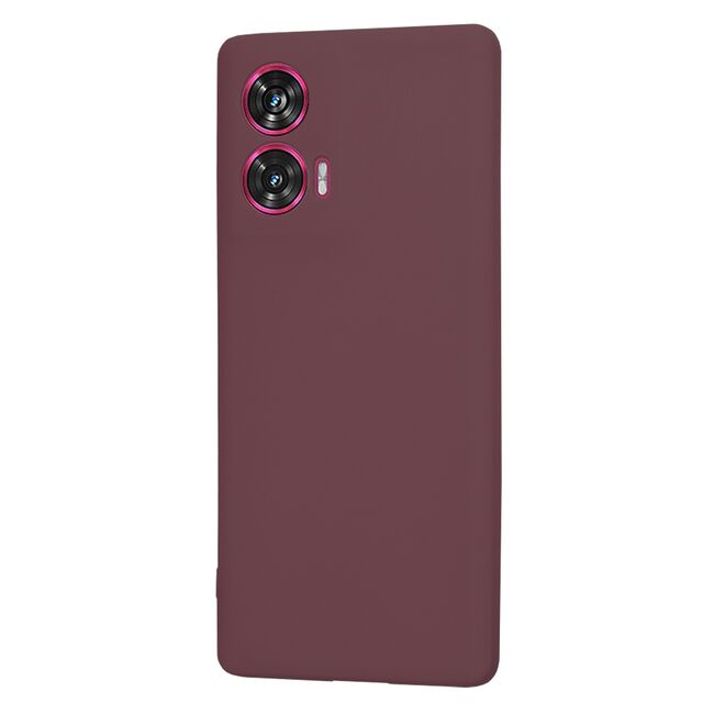 Husa pentru  Motorola Edge 50 Fusion Liquid Silicone, subțire, captusita cu microfibra, anti amprentă, protectie cameră foto, Bordeaux