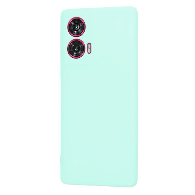 Husa pentru  Motorola Edge 50 Fusion Liquid Silicone, subțire, captusita cu microfibra, anti amprentă, protectie cameră foto, Turcoaz