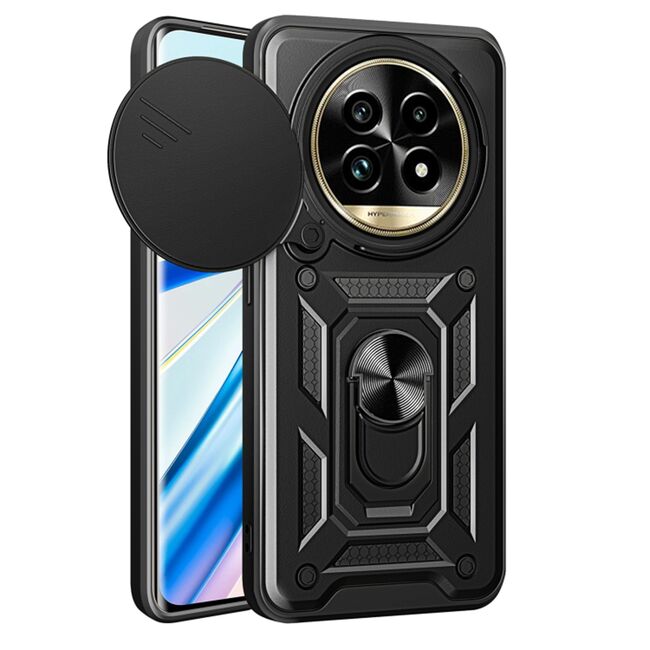 Husa pentru  Realme 13 Pro / 13 Pro+ Ring Armor Kickstand Tough Rugged Cover cu protectie camera, Negru