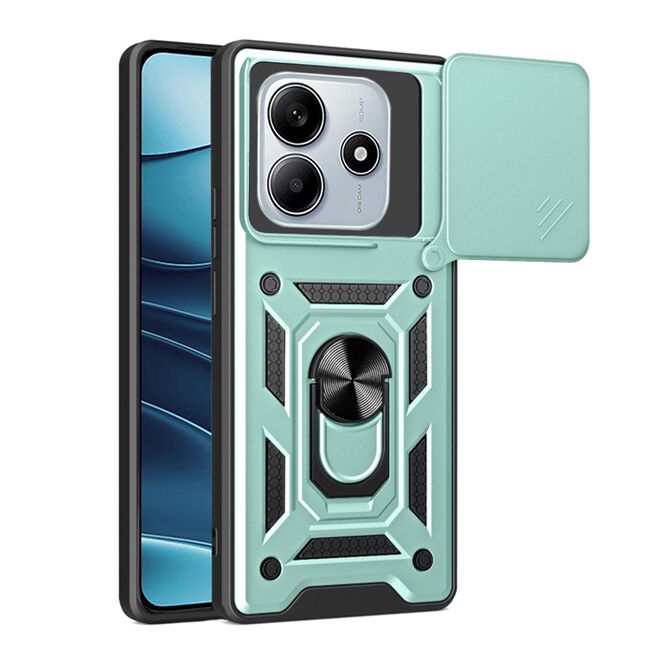 Husa pentru  Xiaomi Redmi Note 14 5G Ring Armor Kickstand Tough Rugged Cover cu protectie camera, Verde