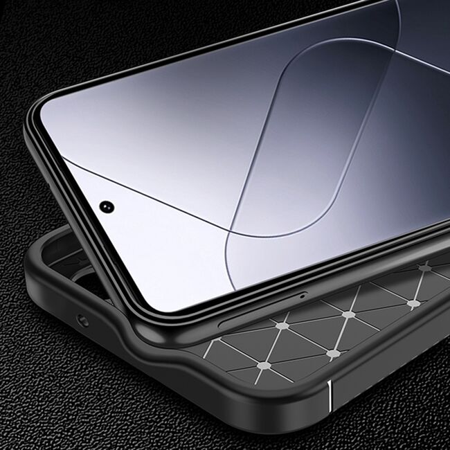 Husa de protectie pentru  Xiaomi 15 Auto Focus Slim, Anti-Scratch, cu fibra de carbon si protectie lentile - Negru