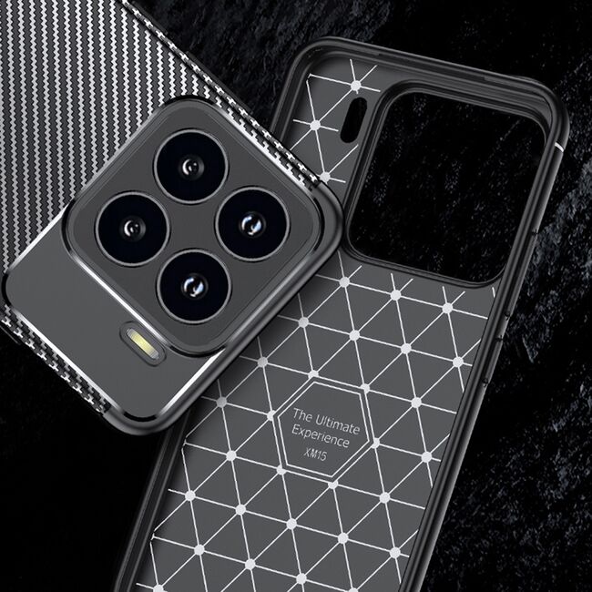 Husa de protectie pentru  Xiaomi 15 Auto Focus Slim, Anti-Scratch, cu fibra de carbon si protectie lentile - Negru