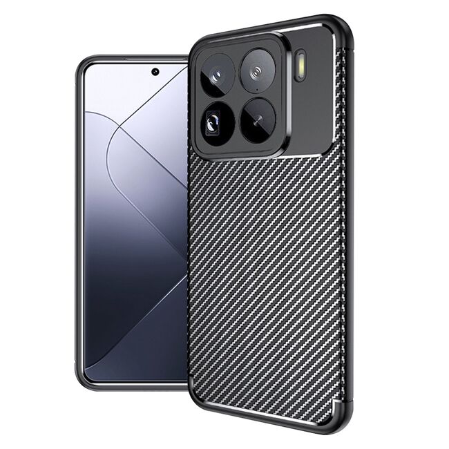 Husa de protectie pentru  Xiaomi 15 Pro Auto Focus Slim, Anti-Scratch, cu fibra de carbon si protectie lentile - Negru