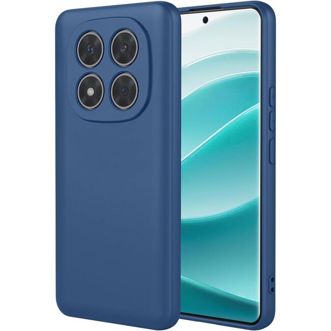 Husa pentru Xiaomi Redmi Note 14 Pro 5G Liquid Silicone, subțire, captusita cu microfibra, anti amprentă, protectie cameră foto, Albastru