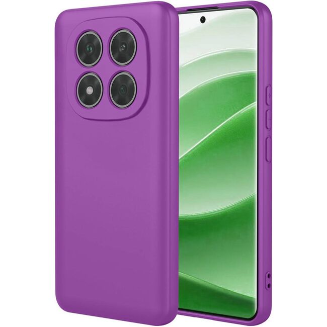 Husa pentru Xiaomi Redmi Note 14 Pro 5G Liquid Silicone, subțire, captusita cu microfibra, anti amprentă, protectie cameră foto, Mov