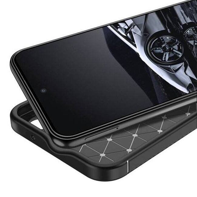 Husa de protectie pentru  Samsung Galaxy S25 Auto Focus Slim, Anti-Scratch, cu fibra de carbon si protectie lentile - Negru denim