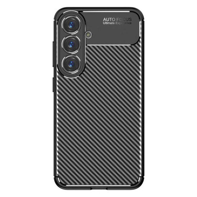 Husa de protectie pentru  Samsung Galaxy S25 Auto Focus Slim, Anti-Scratch, cu fibra de carbon si protectie lentile - Negru denim
