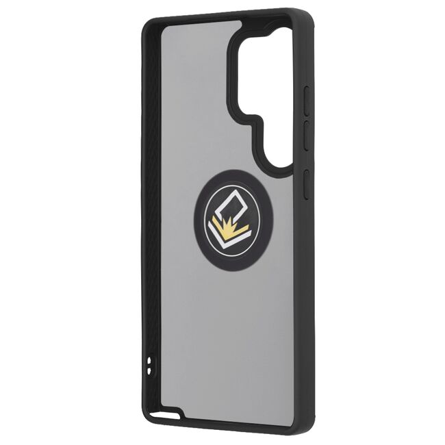 Husa de protectie pentru  Samsung Galaxy S25 Ultra premium cu inel stand rotativ, suport magnetic si bumper anti-alunecare - Negru mat