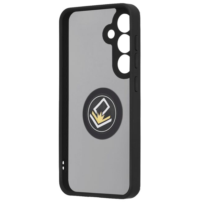 Husa de protectie pentru  Samsung Galaxy S25 premium cu inel stand rotativ, suport magnetic si bumper anti-alunecare - Negru mat