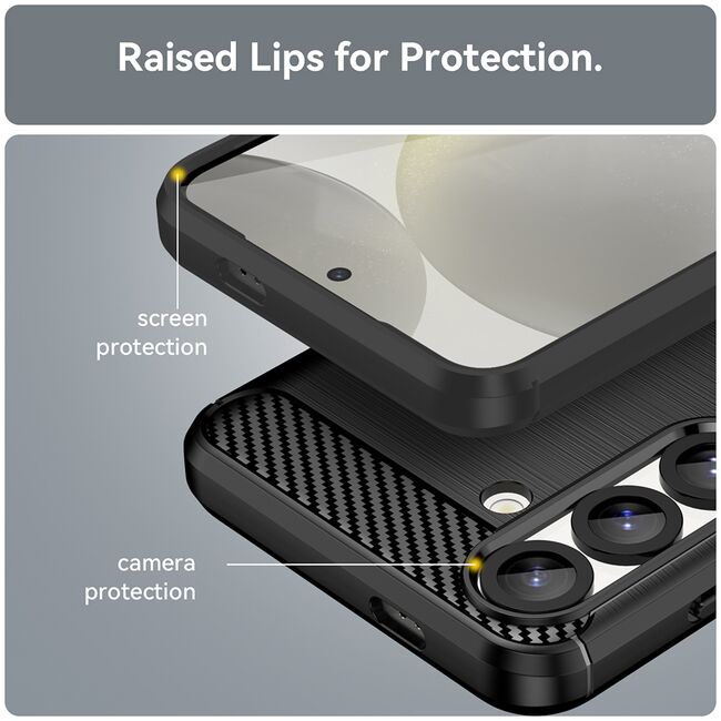 Husa pentru Samsung Galaxy S25 Carbon Liquid Silicone, Negru