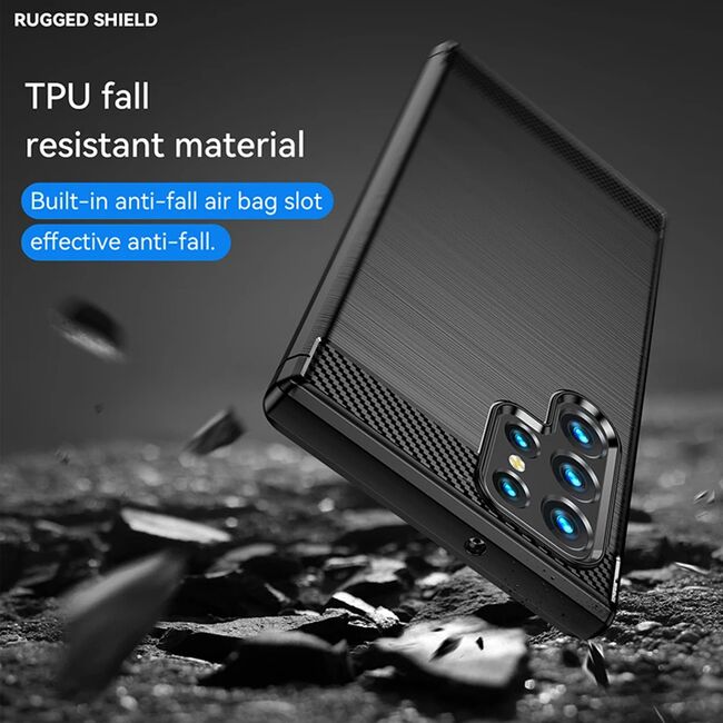 Husa pentru Samsung Galaxy S25 Ultra Carbon Liquid Silicone, Albastru