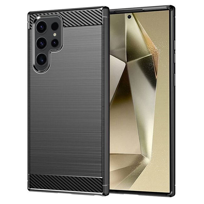 Husa pentru Samsung Galaxy S25 Ultra Carbon Liquid Silicone, Negru