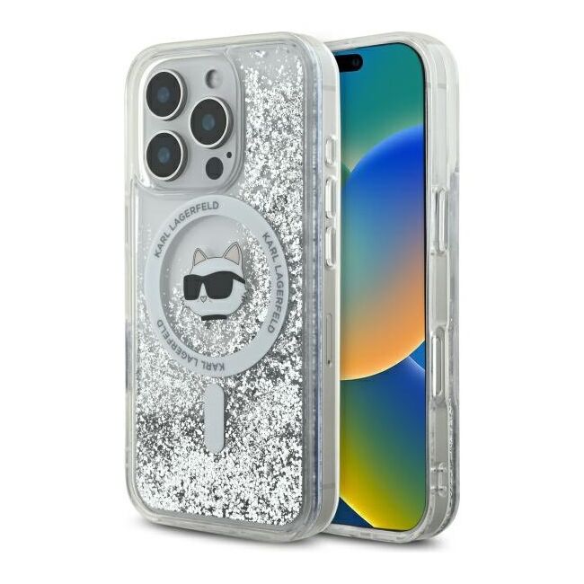 Husa premium pentru  iPhone 16 Pro Max Karl Lagerfeld compatibila Magsafe - Argintiu