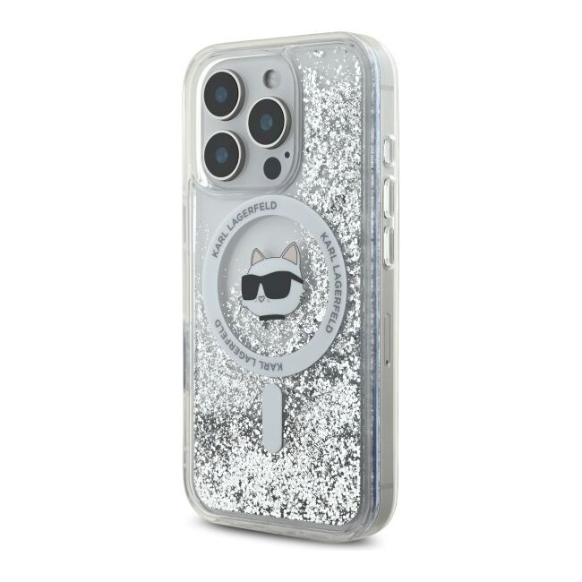 Husa premium pentru  iPhone 16 Pro Max Karl Lagerfeld compatibila Magsafe - Argintiu